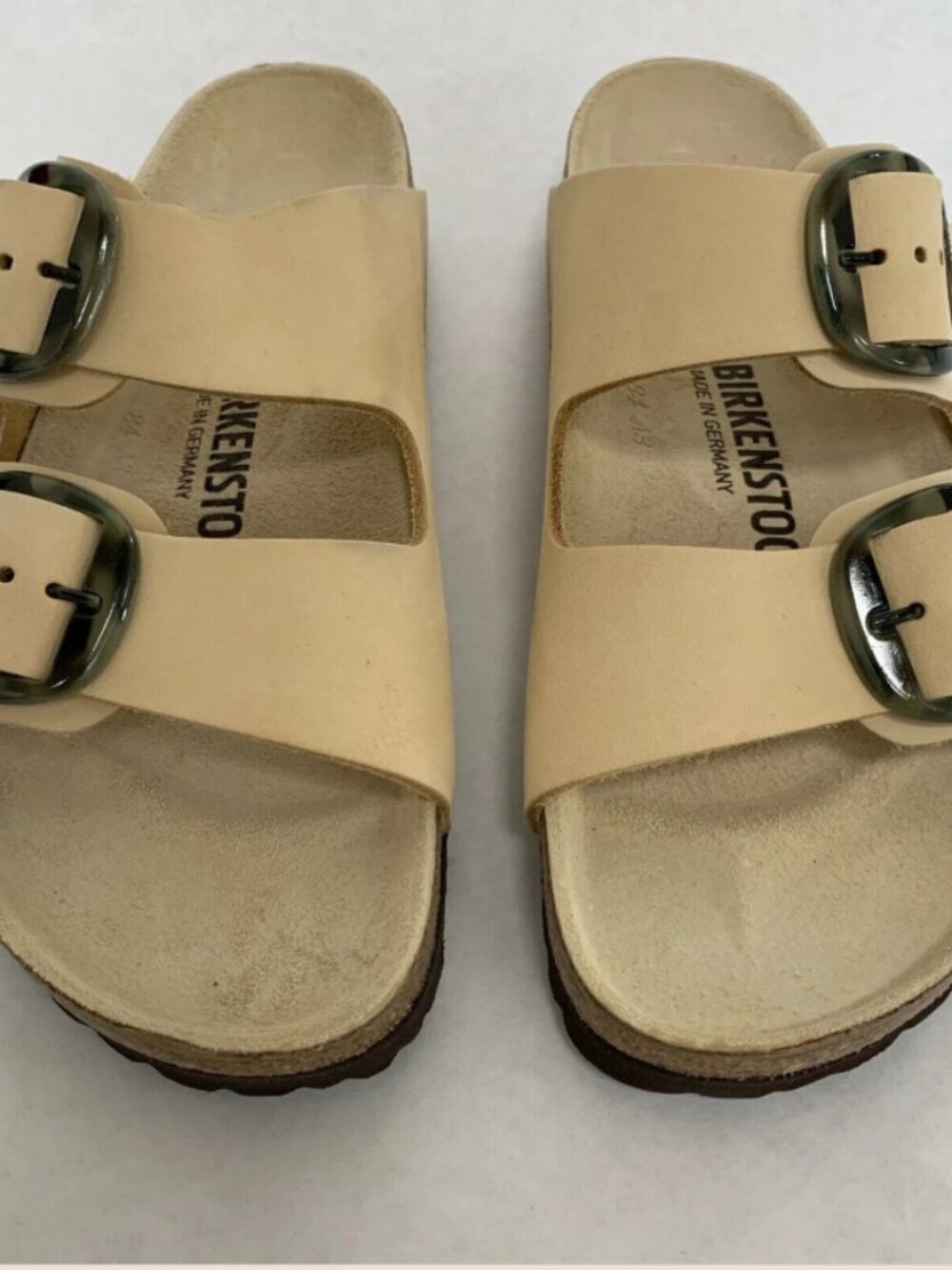 Birkenstock Arizona Big Buckle Almond Nubuck Leather Narrow Width